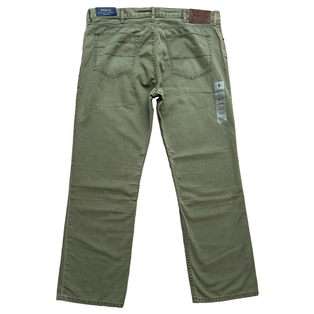 NWT Polo Ralph Lauren Pants Men 38x30 Green Chino 650 Straight 5 Pocket Twill